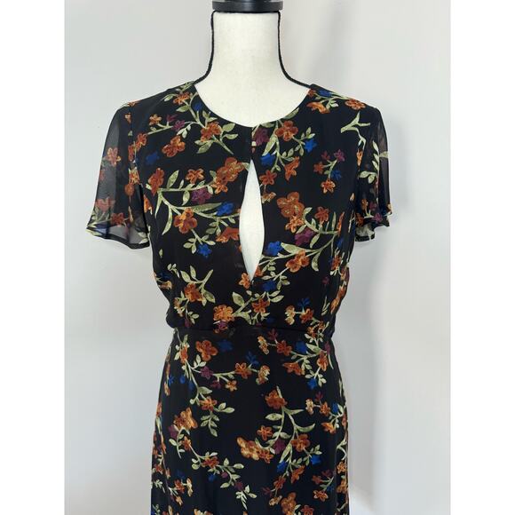 NWT GB Dress Women's Medium Flare Above Knee A-Line Zip Up Black Short Sleeve - Picture 2 of 8